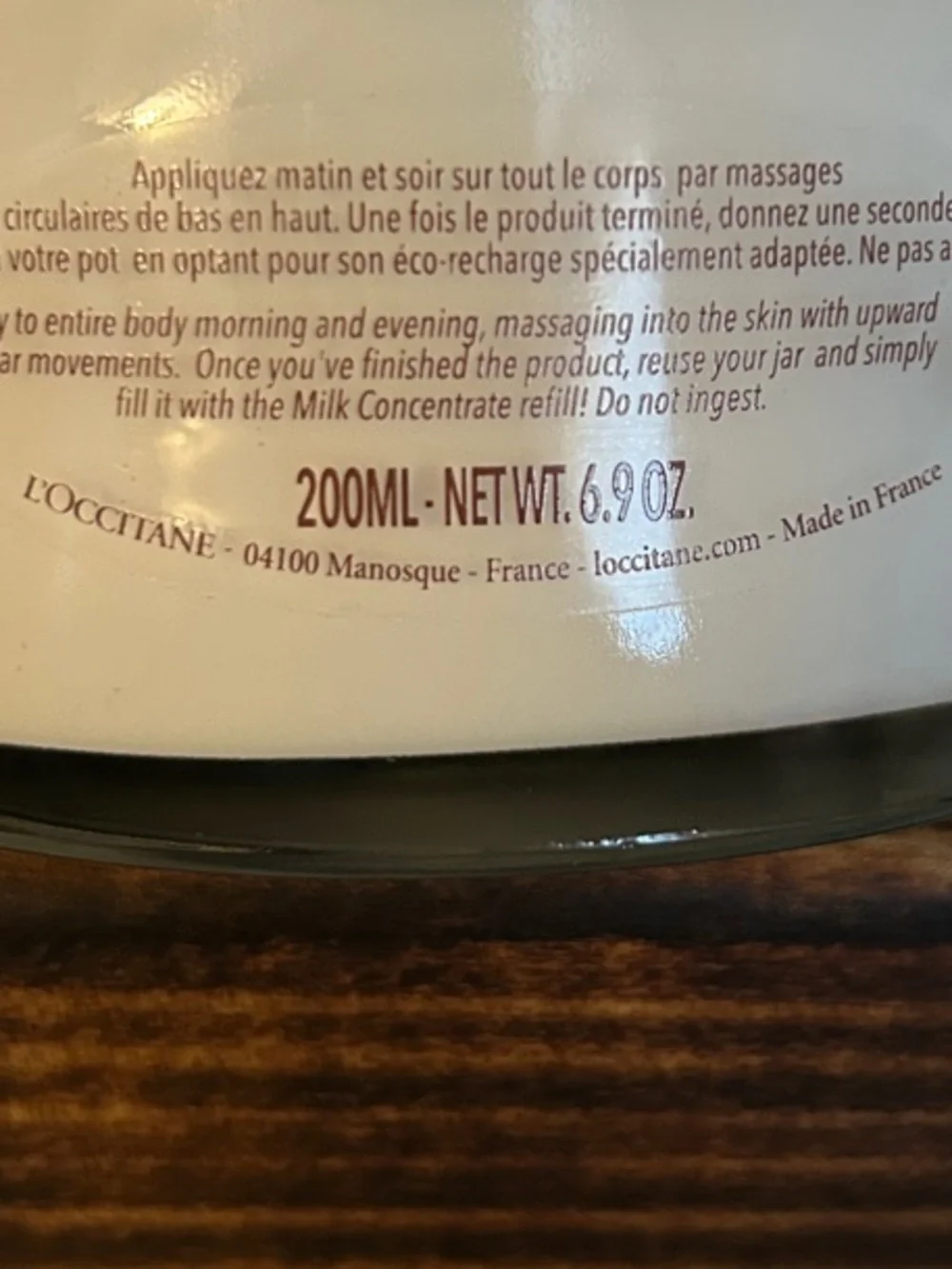 L'OCCITANE Milk Concentrate Jar in White with Silver Lid